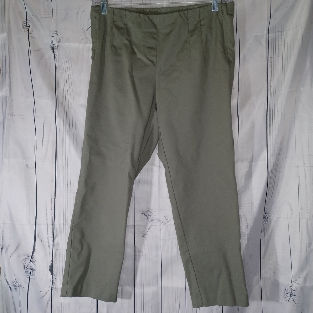 J.Jill Olive Green Pull On Business Casual Minimalist Cropped Pants